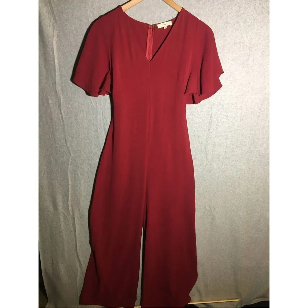 Womens Entro Jumpsuit Red Ruffles Tie Flattering Graduation Party Formal Prom
